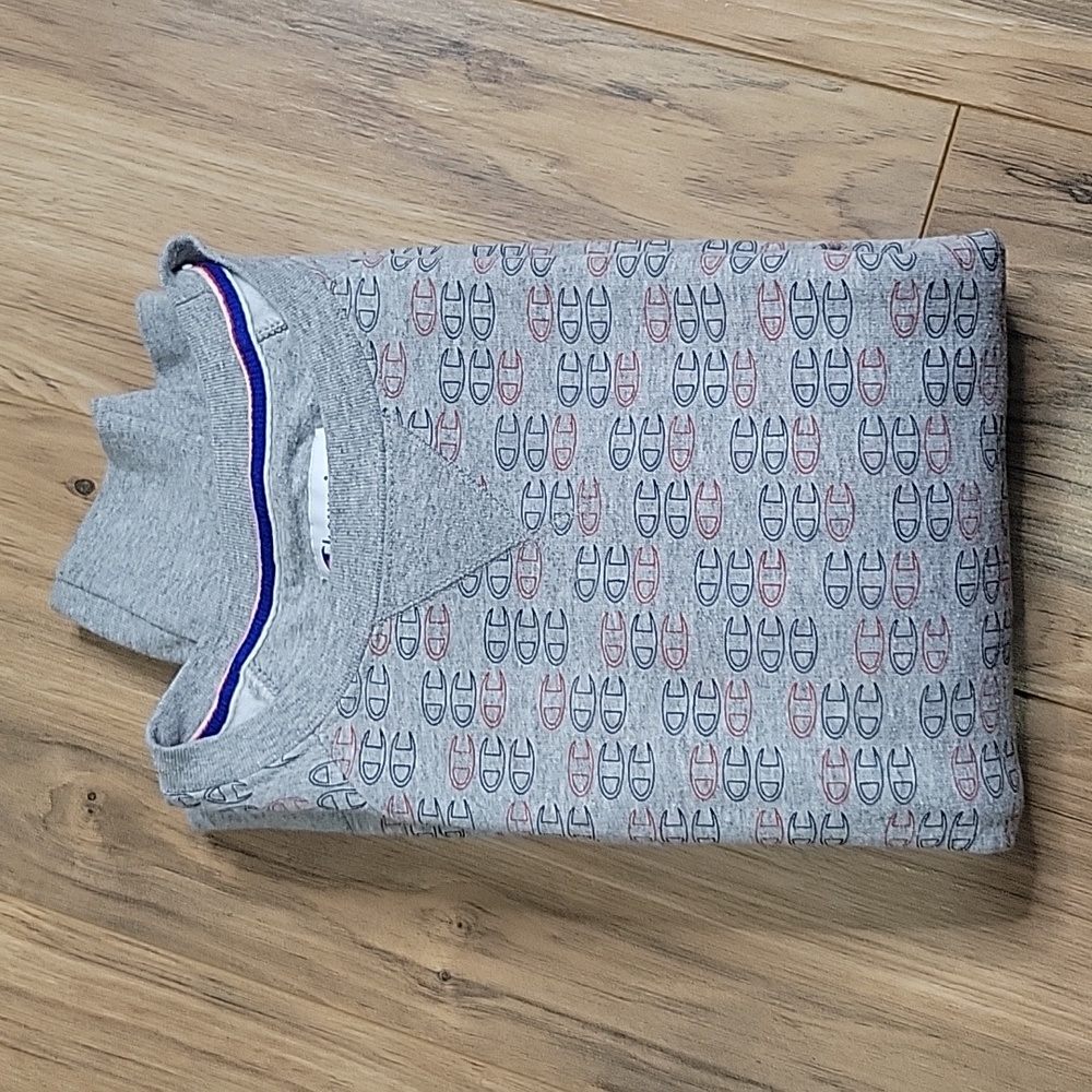 Champion Gray with Red Blue Logo Print Sweatshirt